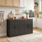 HOMCOM - Buffet de style ferme 55 po avec portes de grange et tiroirs - noir-Apportez une touche de charme rustique à votre cuisine avec des portes de grange et des poignées vintage 