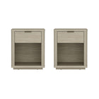 Manhattan Comfort - Ensemble de 2 tables de chevet modernes Evelyn 20" à 1 tiroir - Naturel-Table de nuit moderne pour chambre et salon lot de 2