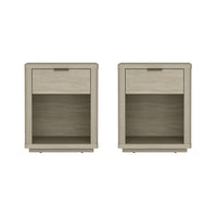 Manhattan Comfort - Ensemble de 2 tables de chevet modernes Evelyn 20" à 1 tiroir - Naturel-Table de nuit moderne pour chambre et salon lot de 2