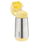 b.box - Bouteille Isotherme - 350ml - Twist Citron-Couvercle avec paille étanche et bouton-poussoir adapté aux petites mains