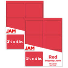 JAM Paper Étiquettes postales, 4 x 3 1/3 po, papier kraft rouge, 6 par page, 240 par paquet-Rouge