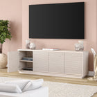 Hudson&Canal - Meuble TV Tullis pour téléviseurs jusqu'à 78" - Blanc aulne-Dimensions du produit : 15,5" L x 69,63" l x 24" H