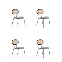 Manhattan Comfort - Ensemble de 4 chaises de salle à manger Jardin 19,09 po style industriel chic, rembourrées, noir et gris-Chaise de salle à manger moderne style industriel chic en rotin parfaite pour la salle à manger lot de 4