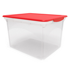 Star Plastics - Boîte de classement - 32 L - Rouge/Transparent-Capacité : 32 litres (32 L)