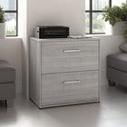 Bush Business Furniture - Hustle Classeur latéral à 2 tiroirs, gris platine (HUF130PG)-Les tiroirs s'ouvrent sur des glissières à roulement à billes à extension complète pour un accès sans effort aux documents de format lettre, légal et A4