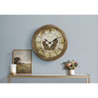 Monarch Specialties - Horloge - 23 po Rond - Mécanisme D'Engrenage - Horloge Murale - Brun Antique - Transitionnel-Un cadre en plastique durable dans une finition marron clair et antique et un fonctionnement sans tic-tac pour un ajout silencieux à votre décoration intérieure
