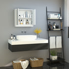 HOMCOM - Armoire à pharmacie murale avec miroir - blanc-Deux portes extérieures avec miroir et charnières pour une ouverture et une fermeture faciles   