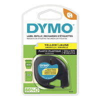 DYMO - Ruban d'étiquettes LetraTag, 12 mm (1/2 po), noir sur jaune-Ruban de série Dymo LetraTag
