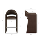 Modway - Talia 41 pouces Cuir végane Tabouret de bar - Espresso-Conception du canon arrière courbé