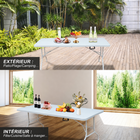 Homy Casa - Table pliante portable de 6 pi pour intérieur et extérieur, camping - Blanc-La poignée facilite le transport et le rangement