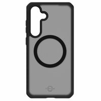 ITSKINS - Coque Givrée Hybrid_R Compatible avec Accessoires Magnétiques pour Samsung Galaxy S24 - Noir-Finition mate givrée