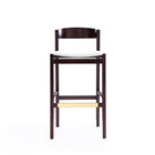 Manhattan Comfort - Tabouret de bar klismos 20" style milieu du siècle moderne, rembourré en similicuir ivoire et noyer foncé, lot de 2-Dossier bas avec coussin rembourré