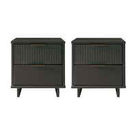 Manhattan Comfort - Table de nuit moderne Granville 18,11" à 2 tiroirs - Gris foncé - Lot de 2-Moderne-contemporain avec une touche de glamour - Table de nuit pour chambre et salon, lot de 2