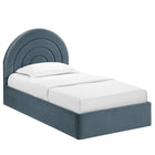Modway - Solana Arqué Performance Velvet Lit à plateforme jumelle, Cadet Blue-Assemblée requise