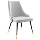 Modway - Adorn Performance Velvet Fauteuil d’appoint de salle à manger Ensemble de 2 - Gris clair-Tissu résistant aux taches durable