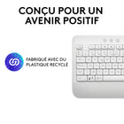 Logitech - Signature K650 Clavier sans fil Ergonomique Entier avec Repose-Poignets - Blanc-Fiable et sans tracas : les piles du clavier sans fil durent jusqu'à 36 mois (peut varier selon les conditions d’utilisation et de calcul) , facile à nettoyer et résistant à l'eau