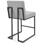 Modway - Privy Acier inoxydable noir Tissu rembourré Tabouret de comptoir - Noir Gris clair - Ensemble de 2-Touffe élégante de biscuits