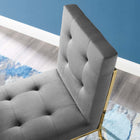 Modway - Privy Acier inoxydable doré Performance Velvet Chaise à manger - Charbon de bois doré-Rembourrage en velours polyester Performance