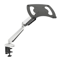 ShoppingAll - Support pour ordinateur portable entièrement réglable avec ressort à gaz, blanc-L'écran peut pivoter librement sur 180°, s'incliner sur 145° (45° sur le plateau de l'ordinateur portable) et pivoter sur 365°. Le bras peut s'étendre jusqu'à 16,5" pour un réglage flexible.