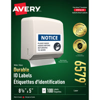 Avery - Étiquettes d'identification durables blanches, laser, 8-1/8" x 5", 100/pqt-Concevez, personnalisez et imprimez vos propres étiquettes avec le logiciel facile à utiliser et gratuit Création et impression en ligne