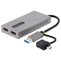 Startech - Adaptateur d'affichage USB A/C vers 2x 4K/1080p HDMI - 0,36' - Gris-Longueur du câble : 0,36 pied