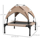 PawHut - Lit pour chien surélevé, lit rafraîchissant avec auvent pour S M, café-Comprend un sac de transport pour une portabilité et un rangement pratiques 