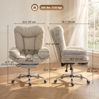 HOMCOM - Chaise de bureau Criss Cross avec repose-pieds et assise large - gris clair-Dossier inclinable en profondeur à 155° avec repose-pieds pour s’étendre complètement