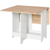 HOMCOM - Table à manger pliante à abattant avec étagère de rangement pour 4-6 personnes - chêne-Le design peu encombrant est parfait pour les petits espaces de vie
