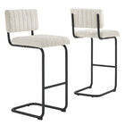 Modway - Parity Boucle Tabourets de bar - Ivoire noir - Ensemble de 2-Métal revêtu en poudre