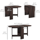 HOMCOM - Table à manger ovale pliante avec abattants, gain de place pour 4 à 6 personnes - brun vieilli-Le motif subtil de texture bois ajoute une beauté naturelle à votre espace intérieur 
