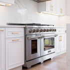 Kucht - 48 po Série KFX-X style professionnel au gaz propane - Acier inoxydable-Grilles en fonte robustes pour déplacer les ustensiles sans les soulever