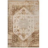 Modway - Rosina Médaillon vintage vieilli Tapis de 5 pi l x 8 pi L - Tan and Cream-Tissage texturé à poil bas et doux