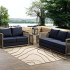 Modway - Surge Swirl Abstract Intérieur et Extérieur Tapis de comédie 8 pi l x 10 pi L - Beige clair et beige foncé-Tissage serré à poil bas