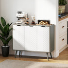 HOMCOM - Buffet moderne 36 po L, armoire latérale - gris-Structure en panneau de particules et pieds en bois de pin pour plus de solidité 