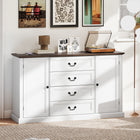 HOMCOM - Buffet 57,9 po L avec station de charge et plateau épaissi - grain de bois blanc-Plateau de 1,2 po (3 cm) d'épaisseur et base renforcée supportant jusqu'à 192 lb (87 kg). Kit anti-basculement pour plus de sécurité 