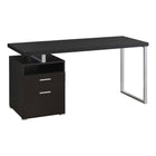 Monarch Specialties - 7143 Bureau 60 po L - Espresso/Metal Argent-Bureau d'ordinateur 60 pouces élégant et raffiné avec finition stratifiée brun espresso et structure métallique grise, parfait pour les installations de bureau à domicile les plus branchées.