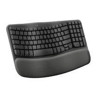 Logitech - Wave Keys Clavier ergonomique sans fil, repose-poignets rembourré - Graphite-Une vague de confort: augmentez votre confort avec le clavier Wave Keys: le clavier ergonomique sans fil conçu pour vous permettre de travailler plus facilement