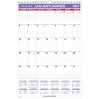 AT-A-GLANCE - Calendrier mural mensuel 2026 - 22 3/4 po H x 15 1/2 po l - bilingue-Format des pages : 22 3/4 po H x 15 1/2 po l