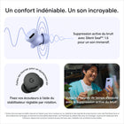 Google - Pixel Buds 2a - Écouteurs sans fil avec suppression active du bruit - Vert lichen-Bien-être auditif - Vos oreilles vous remercieront - L'appli Pixel Buds vous avertit lorsque vous écoutez de la musique trop fort afin que vous puissiez régler le volume et protéger ainsi vos oreilles contre les dommages à long terme