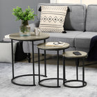 HOMCOM - Tables gigognes - gris - ensemble de 3-Fabriqué en panneau MDF et cadre en acier, stable et fiable pour une utilisation quotidienne 