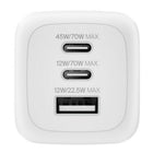Belkin - Chargeur mural BoostCharge Pro 70 W GaN à 3 ports USB-Profitez de la recharge en déplacement grâce aux ports double USB-C et simple USB-A