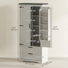 HOMCOM - Armoire de cuisine 64 po avec portes et tiroirs - blanc vieilli-Une étagère réglable à trois niveaux s’adapte à différentes tailles d’objets 
