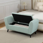 HOMCOM - Banc de rangement rembourré avec accoudoirs - vert-L’assise relevable avec espace de rangement caché permet d’organiser des livres ou des couvertures 