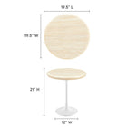 Modway - Lippa Rond de 20 po Faux travertin Table d’appoint, Travertin blanc-Base en métal blanc résistante aux éclats