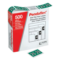 Pendaflex - Étiquettes Annuelles 2025 - Vert Foncé - Paquet de 500-Compatible avec les étiquettes de la série DataFile L8800 pour une intégration sans faille dans votre système de classement existant.
