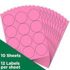 JAM Paper - Sceaux autocollants ronds, 2,5 po de diamètre, rose, 120/paquet (147628587)-Taille : 2 1/2 po