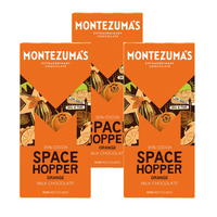 Montezuma’s Space Hopper - Barre de chocolat au lait à l’orange, 90 g, paquet de 3-Chocolat au lait onctueux avec huile naturelle d’orange douce.