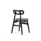 Manhattan Comfort - Lot de 4 chaises de salle à manger Colbert 44,5 cm style industriel chic, rembourrées, noir et gris-Dossier ovale rectangulaire unique en rotin