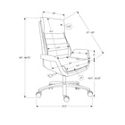 Monarch Specialties - 7253 Chaise de Bureau Ergonomique Aspect Cuir - Noir-La base pivotante avec roues durables assure une mobilité fluide et une flexibilité dans tout le bureau
