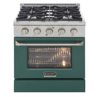 Kucht - 30 po Série KNG Cuisinière Pro Style au gaz naturel - Acier inoxydable/Vert-Cette cuisinière à gaz à quatre brûleurs comprend deux brûleurs de 15 000 BTU et deux brûleurs de 9 000 BTU